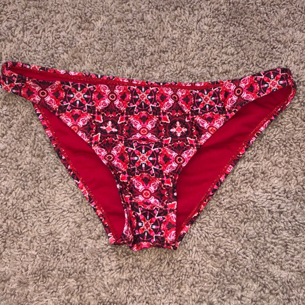 red patterned bikini bottoms